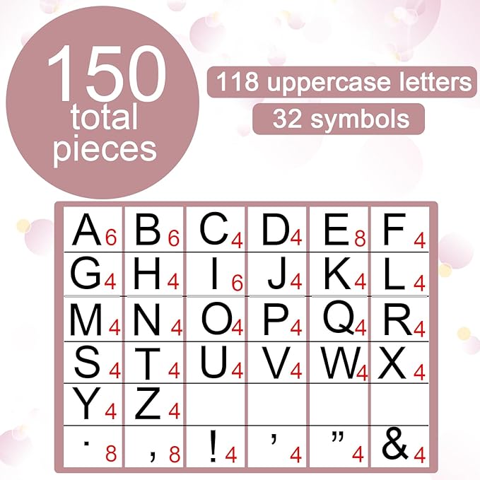 150 PCS Large 6" Font Letters and Punctuation Set, Blush Pink Light Mauve Classroom Alphabet Cutout for Bulletin Board Display Home School, A Great Helper to Inspire Students' Learning Interest
