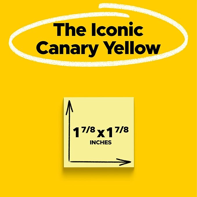 Post-it® Mini Super Sticky Notes 1 7/8 in x 1 7/8 in Canary Yellow 8 Pads/Pack 90 SheetsPad