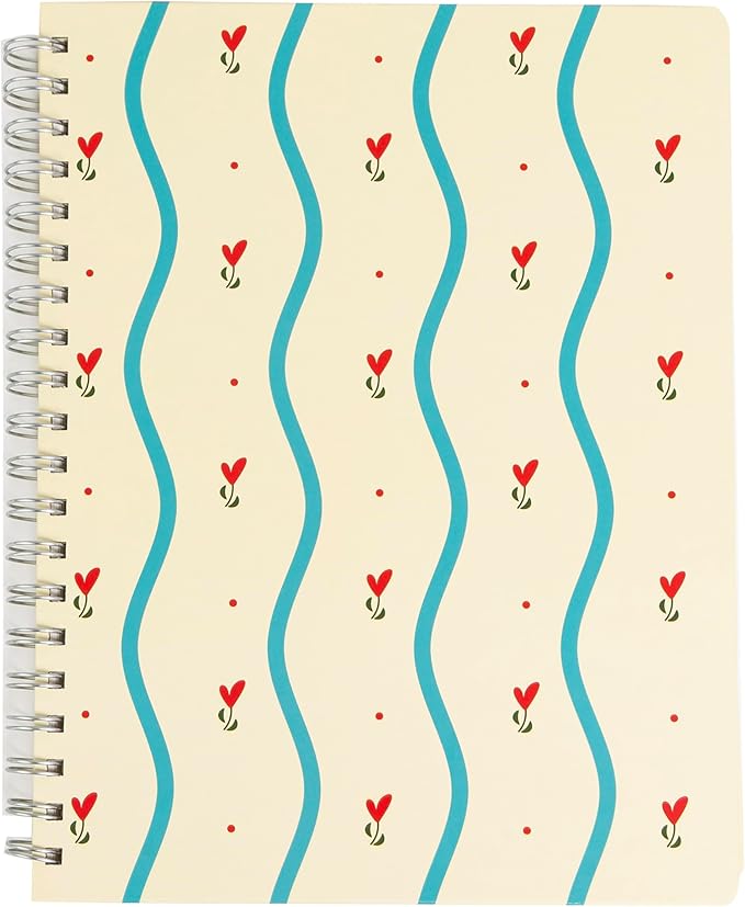 Pearhead Floral Hardcover Spiral Notebook, 8x10 College-Ruled Journal with Perforated Pages, 200 Lined Pages for Note Taking, Journaling & Planning
