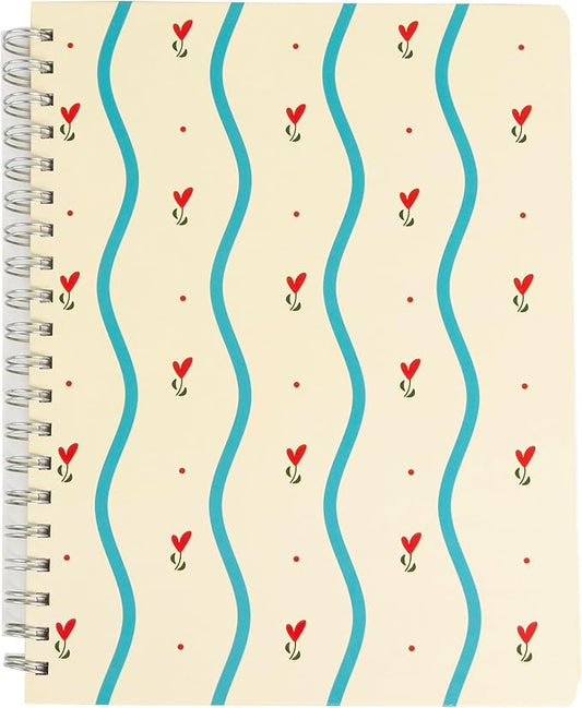 Pearhead Floral Hardcover Spiral Notebook, 8x10 College-Ruled Journal with Perforated Pages, 200 Lined Pages for Note Taking, Journaling & Planning