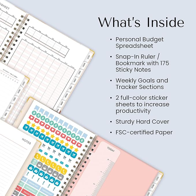 Blue Sky 2025 15-Month Weekly and Monthly Planner Calendar, October 2024 - December 2025, 5" x 8", Hard Cover, Laminated Tabs, Wirebound, Storage Pocket, Henri (Henri- 2025, 5" x 8")