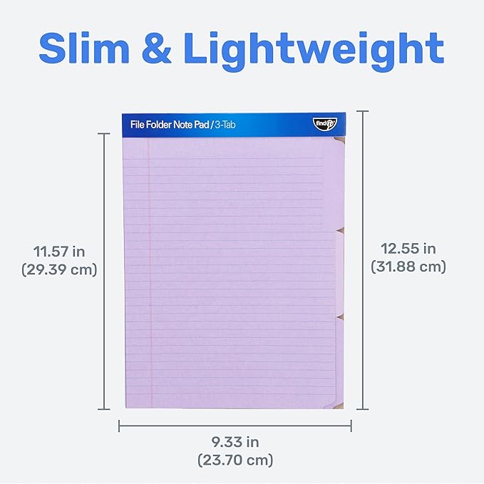 Find It File Folder Notepad - Pack of 36-9.5 x 12.5 Inch Notebook Organizer Folders for Filing, Document, and Clipboard Organization - Lavender
