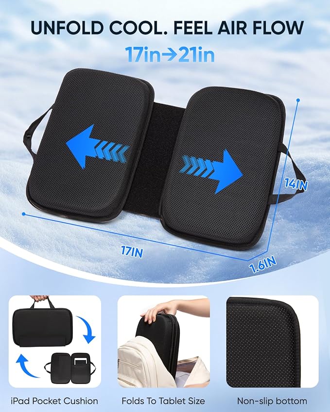 Sino Selected Ergo-Gel Airplane Seat Cushion, Gel-Infused Memory Foam Seat Cushion, Foldable Chair Cushions for Office, Car, Travel, Ergonomic Support & Cooling Design, All-Day Portable Comfort