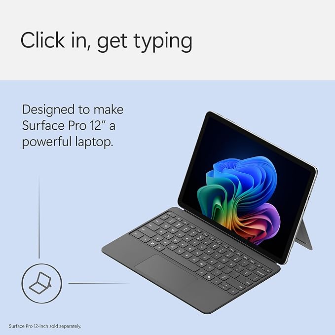 Microsoft Surface Pro Keyboard for Surface Pro 12" Device, Keyboard Only, Alcantara Material, Slate, Bold Keyset
