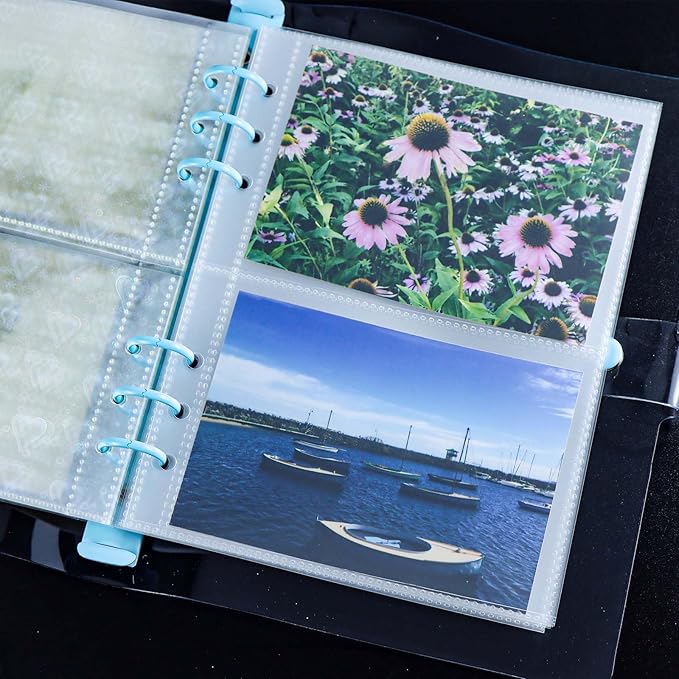 A5 Photocard Sleeves 20pcs Frosted Sheet Protectors 5.2'' x 3.7'' 2 Pocket Picture Card Insets PP Photo Album Refill Pages for 6 Ring Binder (Frosted, A5-2Pocket)