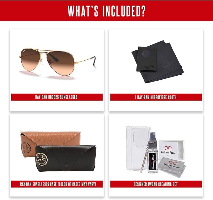 Ray-Ban RB3025 Metal Aviator Sunglasses For Men For Women +BUNDLE with ACCESSORY EYEWEAR KIT
