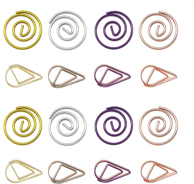 Hesena 320 Pcs Cute Paper Clips Set, 160 Pcs Round & 160 Pcs Teardrop Shape Paper Clipss, for Office and Home (Circular+Droplet)