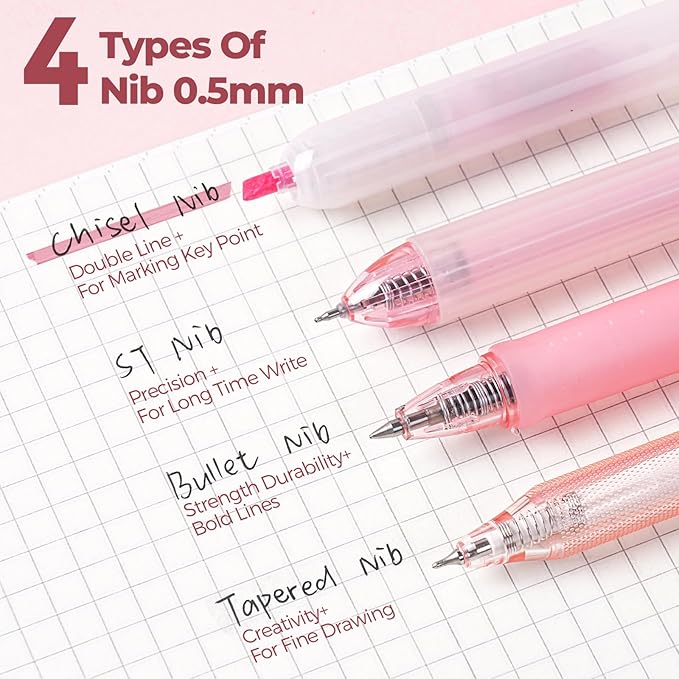 Nicpro 13 Pack Pink Gel Pens Set, Fine Tip Black Ink Pen with 1 Highlighter, Cute Pen for Journaling, Back to School Office Supplies for Teacher Student Gift, Pink Desk Accessories for Girl Stationery