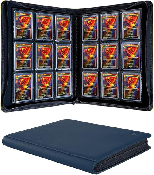 Top loader Binder - Holds 288+ Top Loaders for Cards, 9 Pocket Top Loader Binders with Sleeves for 3" x 4" Rigid Card Holders for Baseball, Football and other Sports Cards (Navy Blue)