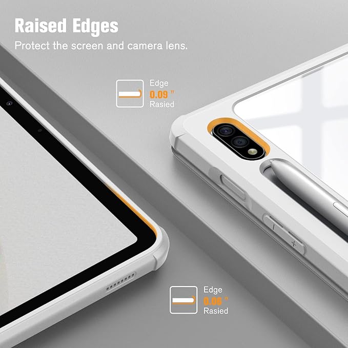Fintie Hybrid Slim Case for Samsung Galaxy Tab S8/Tab S7 11 Inch (Model SM-X700/X706/T870/T875/T878) with S Pen Holder, Shockproof Cover with Clear Transparent Back Shell, Cloudy Marble