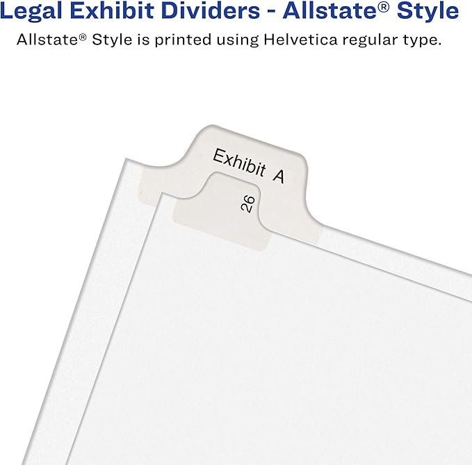 Avery 26-50 Legal Exhibit Dividers for 3 Ring Binders, 25-Tab Set, Allstate Style, 1 Binder Divider Set (01702)