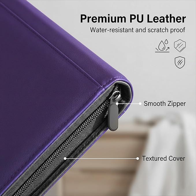 1280+ Cards 20 Pocket Card Binder Collector Card Album Trading Card Binder Ringless Trading Card Album Side Loading Compatible with TCG, Game & Sports Cards (Purple)
