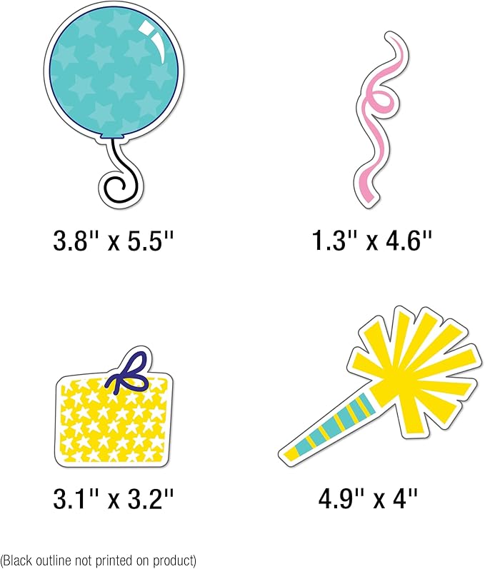 Carson Dellosa Happy Place 73 pc Bundle of Birthday Decorations, Monthly Calendar Headers, Confetti, Cupcakes, Presents, and Balloon Cutouts for Party, Classroom, Bulletin Board, and Wall Decor