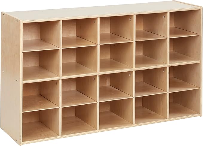 ECR4Kids Streamline 20 Cubby Tray Storage Cabinet, 4x5, Classroom Furniture, Natural