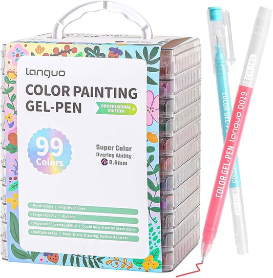 Gel Pens For Coloring, 99 Pack Colored Pens for Black Paper & White Paper, 0.6MM Fine Point Pens for Coloring, Writing, Drawing, Journaling, Note Taking, Office, Home