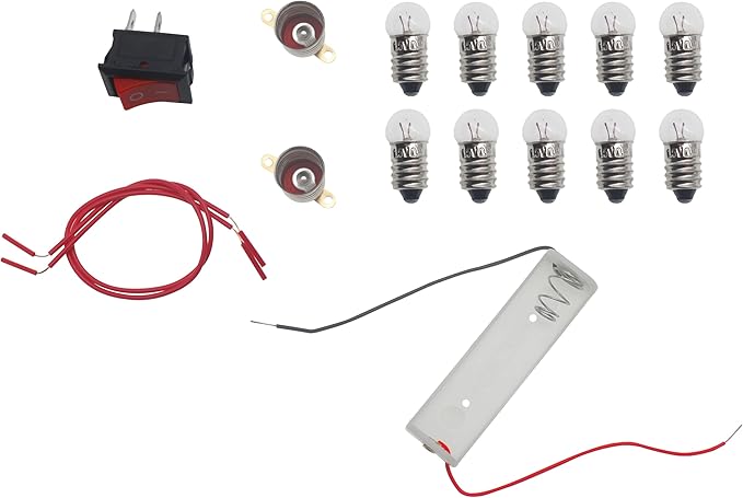 FDXGYH 1 Pack Electrical Circuit Experiment Kit DIY Circuit Experiment Small Bulb Lights up Kit Battery Box Lamp Holder Switch for Home School Educational Kit (1.5V)