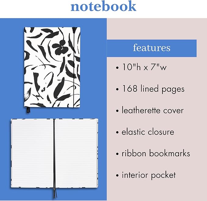 kate spade new york Take Note XL Notebook Journal, Vegan Leather Hardcover Journal, Diary Includes 168 Lined Pages, 11" x 7" Writing Pad (Painters Garden)