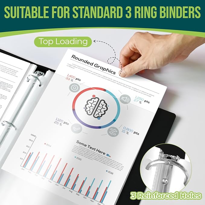 Sheet Protectors 8.5 x11 Inch Clear Page Protectors for 3 Ring Binder,300 Pack Plastic Sleeves for Paper,Documents and Photos,Top Loading Binder Sleeves Paper Protector Letter Size