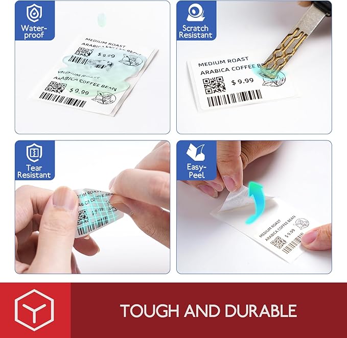 Phomemo [6x230 pcs] Original Labels for M110 M100 M220 M221 M120 M200, 6 Rolls, 1.97'' x 1.18''(50x30mm), 230 Labels/Roll, Square, White, Also Support Phomemo Shipping Printer for Barcode, Address