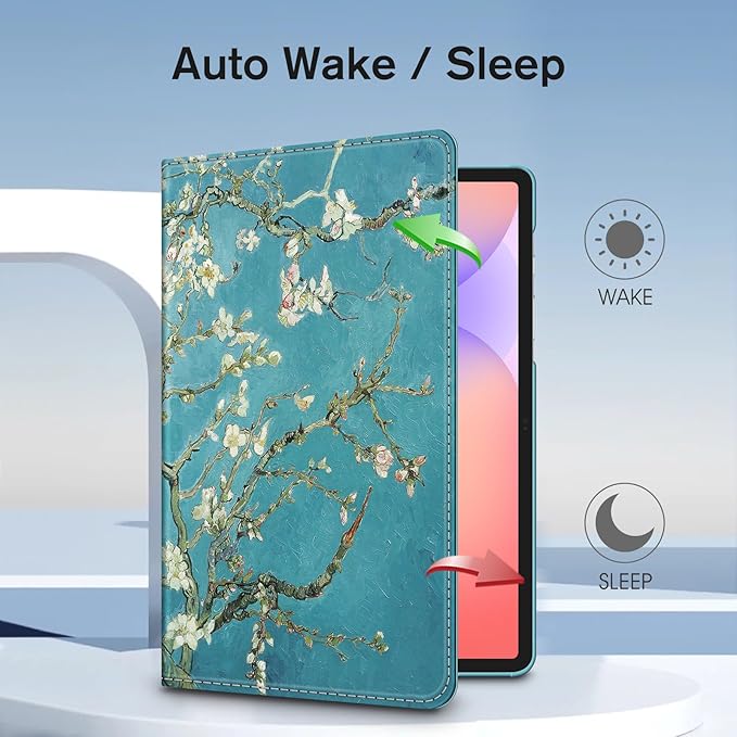 Fintie Rotating Case for Samsung Galaxy Tab S10 Lite/ S10 FE/ S9 FE 5G 10.9 Inch/Tab S9 11 Inch with S Pen Holder, 360 Degree Swiveling Stand Cover Auto Sleep/Wake, Blossom