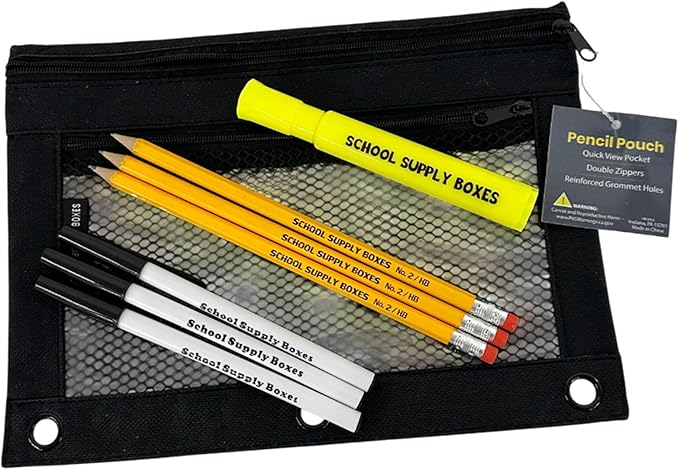 School Supply Boxes | Budget Saver Bundle (1 Box) | Back to School Essentials Kit for Students & Teachers | Includes Spiral Notebook, Crayons, Pens, Pencils, Glue & More
