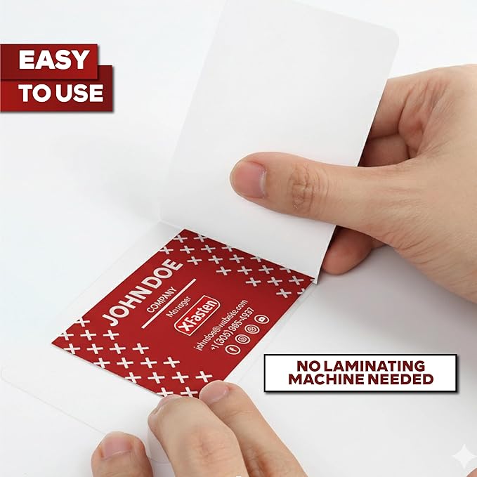XFasten Self Seal Laminating Pouches Business Card Size 4-Inch x 3-Inch 100-Pack, 10 Mil Business Card Laminating Pouches Non-Yellowing Self Sealing Laminating Sheets Business Card Size