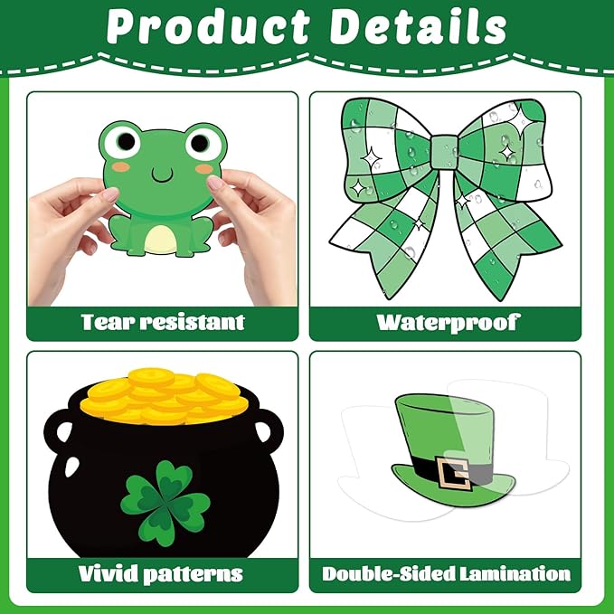St.Patrick's Day Bulletin Board Decoration Set Green Shamrock Paper Cut Outs Lucky Vibes Bulletin Board Set for St.Patrick’s Party Supplies Home Office School Classroom Chalkboard Wall Decor