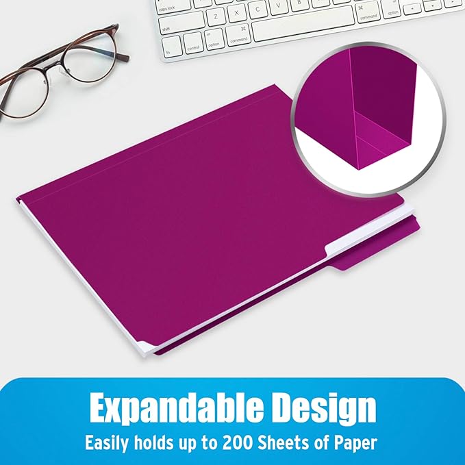 Sooez 6 Pack Plastic File Folders Colored with Sticky Labels, Heavy Duty Plastic Colored File Folders Letter Size with Erasable 1/3-Cut Tab, Stronger Than Manila File Folder, Perfect for Organization