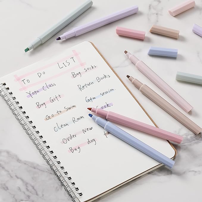 Mr. Pen- Aesthetic Highlighters, 6 Pack, Muted Pastel Color, Chisel Tip, No Bleed Bible Highlighter, Assorted Colors