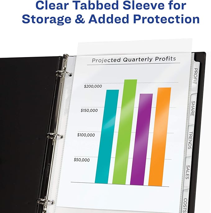 Avery 8-Tab Sheet Protector Dividers, Printable Easy Peel Clear Labels, Index Maker, White Tabs, 1 Set (75501)