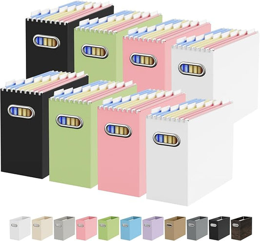 Oterri Cardboard File Organizer Box for Hanging File Folders Letter Size,File Box for Computer Desk,File Cabinet,Working Home,Office,Classroom (Multi color, Letter Size - 8 Packs)