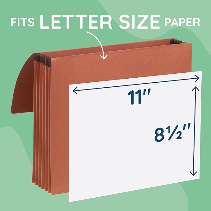 Blue Summit Accordion File Wallet with Flap and Cord Closure, Letter Size, 5.25” Expansion – 10 Pack