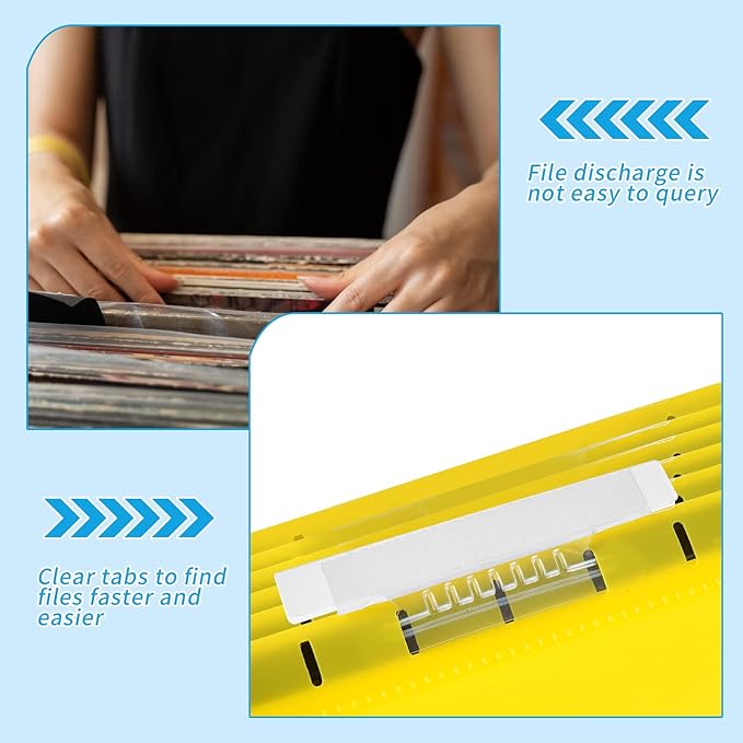 200 Pieces 4 Inch Clear Hanging Folder Tabs Hanging File Folders Tabs File Folder Tabs for 3.5 Inch Hanging Folder Tabs and Inserts Clear Plastic Tabs for Office and Home Hanging File Folder