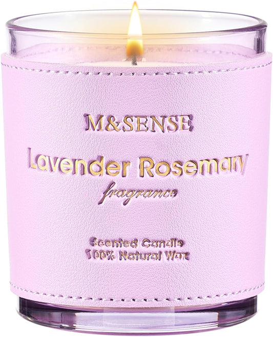 M&SENSE Lavender Rosemary Scented Candles, Vegan Soy Candles, Heavy Scented, 10oz 42-Hour Slow Burning Time, Toxic Free Winter Bathtub Aromatherapy Relaxing Spa, Fancy Gift for Home Decor