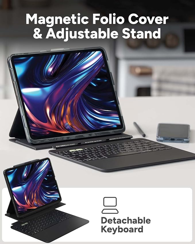 ZAGG Pro Keys 2 iPad Pro 13" (M5)/ Pro 13" (M4) Keyboard Case - Wireless Keyboard & Detachable Folio Case | Laptop-Style Backlit Keys, Multi-Pairing Bluetooth, 6.6 ft Drop Protection