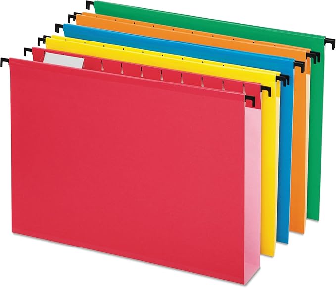Pendaflex SureHook Extra Capacity Reinforced Hanging Folders, Letter Size, Assorted Colors, Total of 20 Folders per Box (6152X2 ASST)