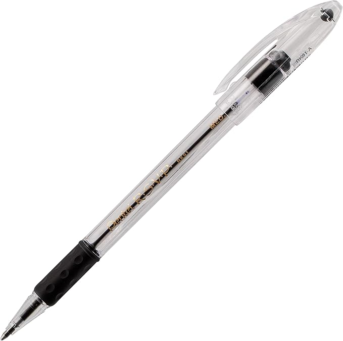 Pentel RSVP Ballpoint Pen, (1.0mm), Medium Line, Black Ink, Pack of 5 (BK91BP5A)