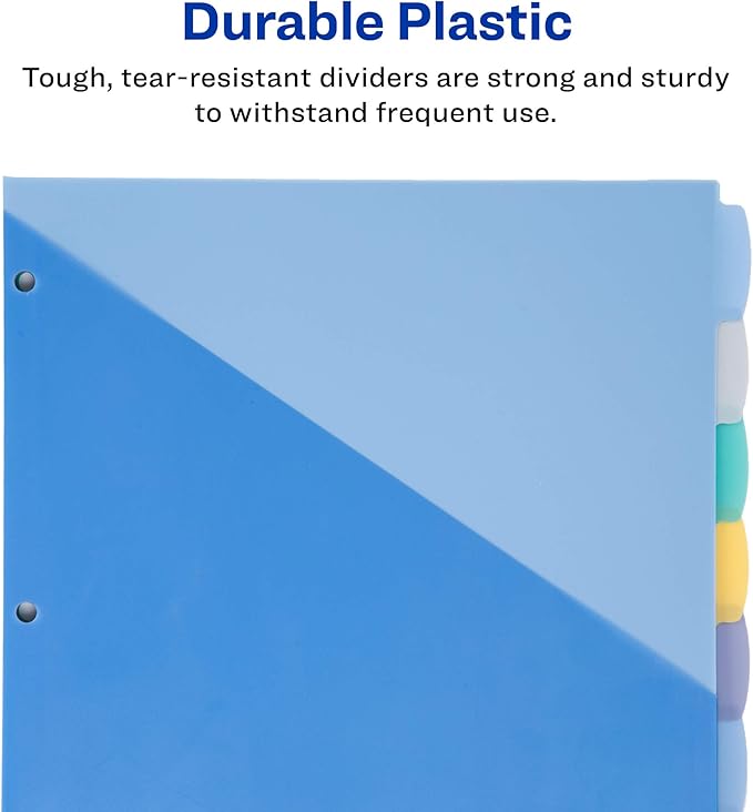 Avery Write & Erase Pocket Plastic Dividers for 3 Ring Binders, 8 Tab Sets, Multicolor, Works with Sheet Protectors, 3 Sets (31701)