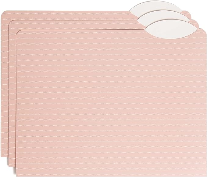 U Brands Casual Chic File Folders, Office Supplies, 1/3-Cut Tabs in Assorted Positions, Letter Size, Navy and Pink with White, 9 Count