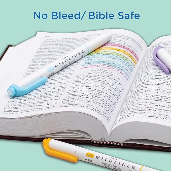 Zebra Pen Mildliner Dual-Tip Highlighter Set, Broad and Fine Tips, No Bleed, Ideal for Bible Highlighting, Journaling, School and Office Supplies, Assorted Ink in Carrying Case, 25-Pack (78025)
