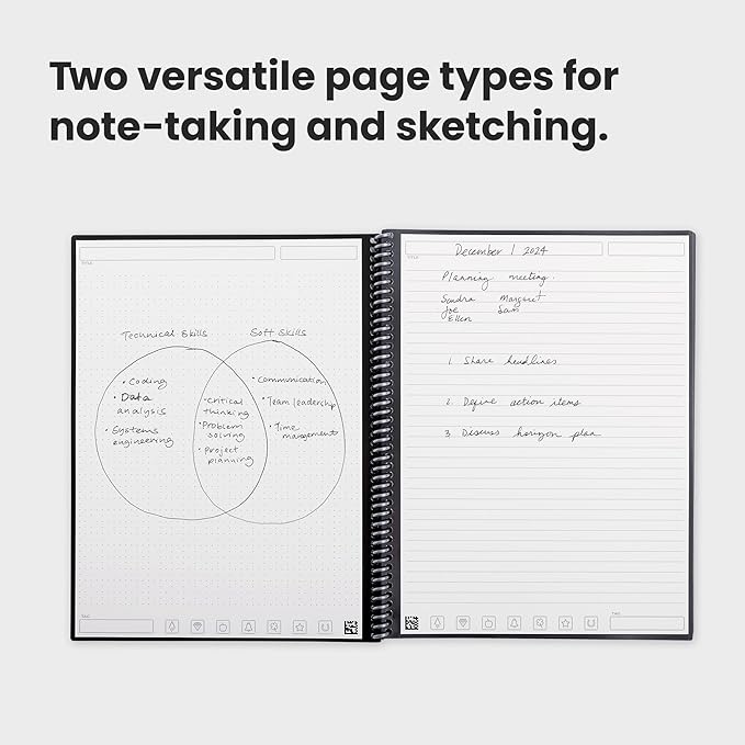 Rocketbook Fusion Reusable Undated Productivity Planner, Letter Size 8.5x11, Teal - Goals, Monthly and Weekly Calendar, Daily To-do List, Lined and Dotted Notes Pages