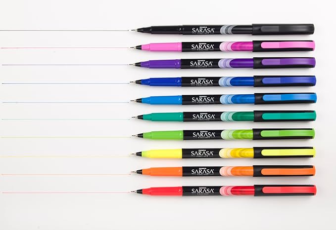 Zebra Pen, SARASA Fineliner Felt Tip Pens, 0.8mm Porous Point, Assorted Colors, Archival Quality, Acid Free, Fast-Drying Ink, Smooth Writing for Notes, Planners, and Journals, 10-Pack (67101)