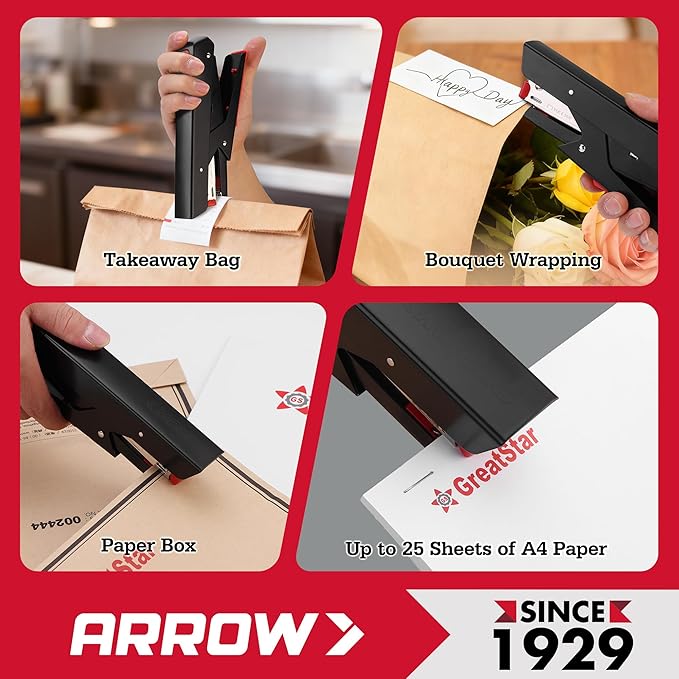 Arrow Plier Stapler Set, Metal Hand Stapler with 2520 Staples, Full-Strip Loading, 25 Sheet Capacity, Dual-Mode Anvil, One-Touch Staple Loading, Ergonomic Grip, for Office, School, Packaging