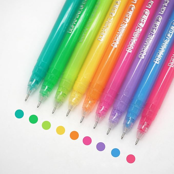 Gel Pens with Fine Point 0.6mm, 9 Colors Drawing Pencils for Adult Coloring Books Smooth Writing Pen Set for Journaling(Dopamine)