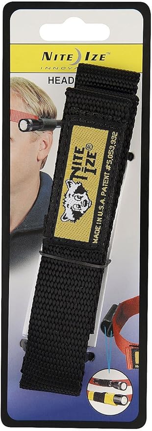 Nite Ize Headband Flashlight Holder, Fits Most Small Flashlights For Hands-Free Use, Black (NPO-03-01)