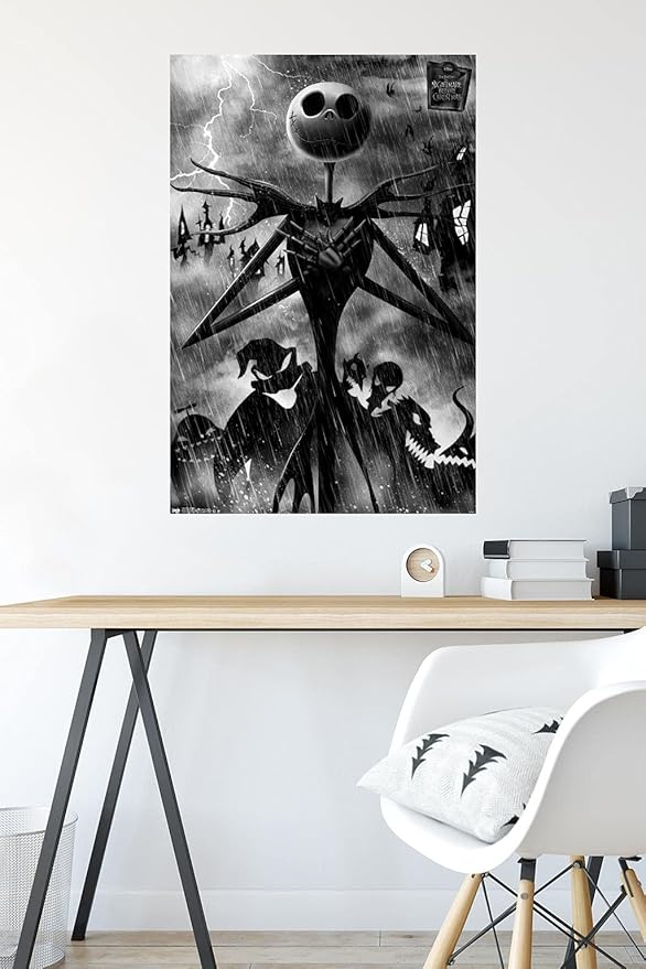 Trends International Disney Tim Burton's The Nightmare Before Christmas - Shadows Wall Poster, 34L x 22.4W, Premium Poster & Mount Bundle