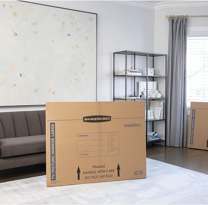 Bankers Box Medium - up to 40" TV/Picture/Mirror - Moving Box 4 Pack, 37 x 4 x 27 in (7711201)