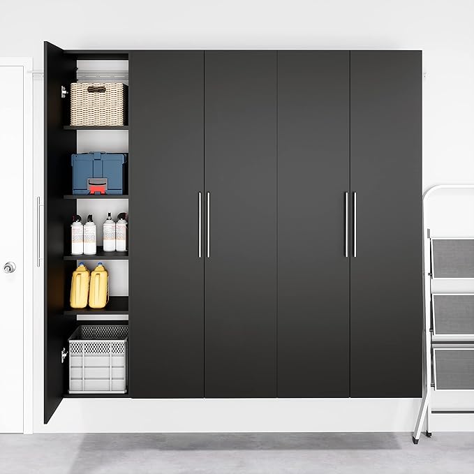Prepac HangUps Narrow Wall Mounted Garage Storage Cabinet, Tall Storage Organizer Cabinet, 15" W x 72" H x 16" D, Black