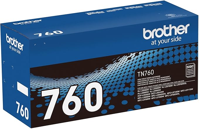 Brother Genuine TN760 High Yield Black Toner Cartridge, (for use with MFC-L2710DW MFC-L2750DW -L2350DW HL-L2370DW -L2395DW HL-L2390DW DCP-L2550DW Printers) (Pack of 3)