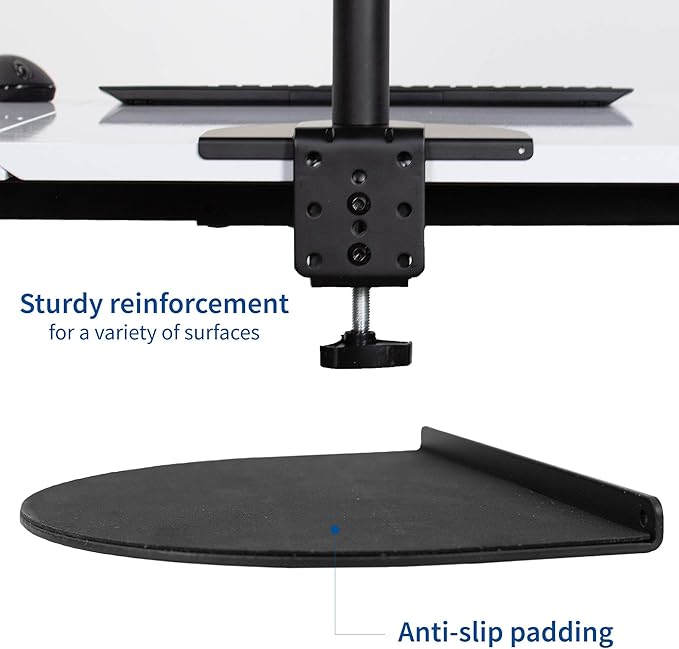 VIVO Steel Reinforcement Bracket Mount Plate for Thin, Glass, and Other Fragile Table Top Surfaces, Compatible with Most Monitor Stand C-Clamp Installations, Anti-Slip No Scratch, Black, STAND-AC01R